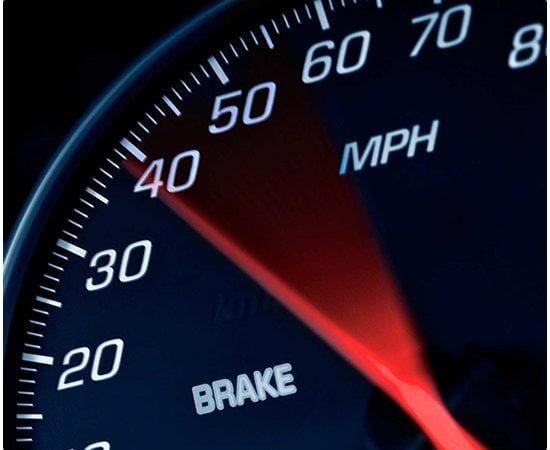 Close-up of a car&apos;s speed meter