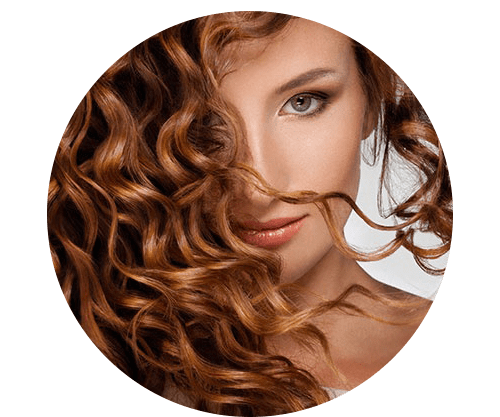 Woman with long curly hair
