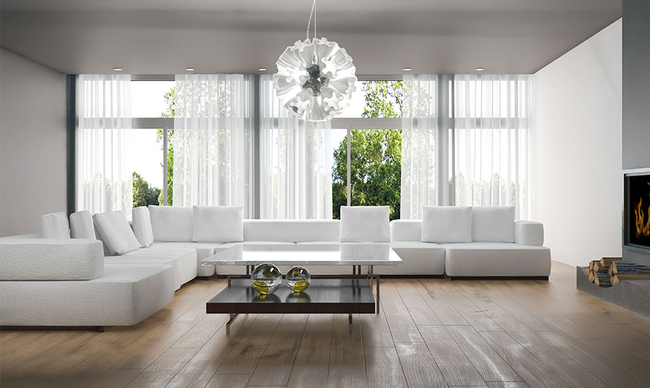 Modern living room with a large sofa