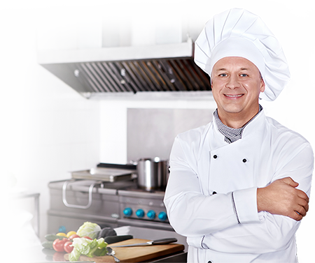 Happy chef in kitchen