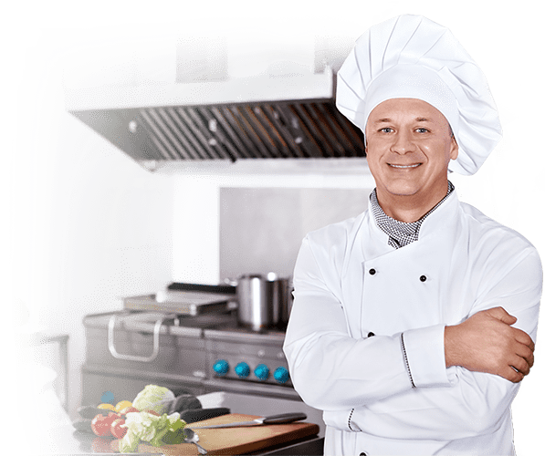 Happy chef in kitchen