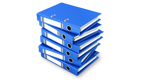 Pile of blue folders